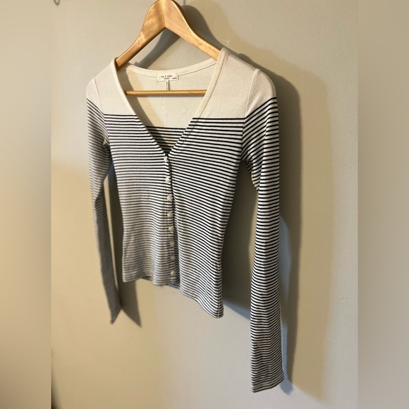Rag & Bone the Knit Stripe Vee Cardigan XXS - Picture 5 of 10
